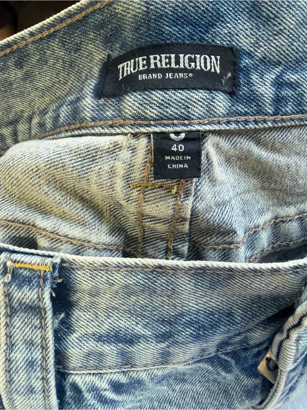 True Religion Men's Faded Blue Straight Jeans